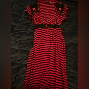 Rock Steady Red and Black Striped Gothabilly Retro Goth Pin up Dress